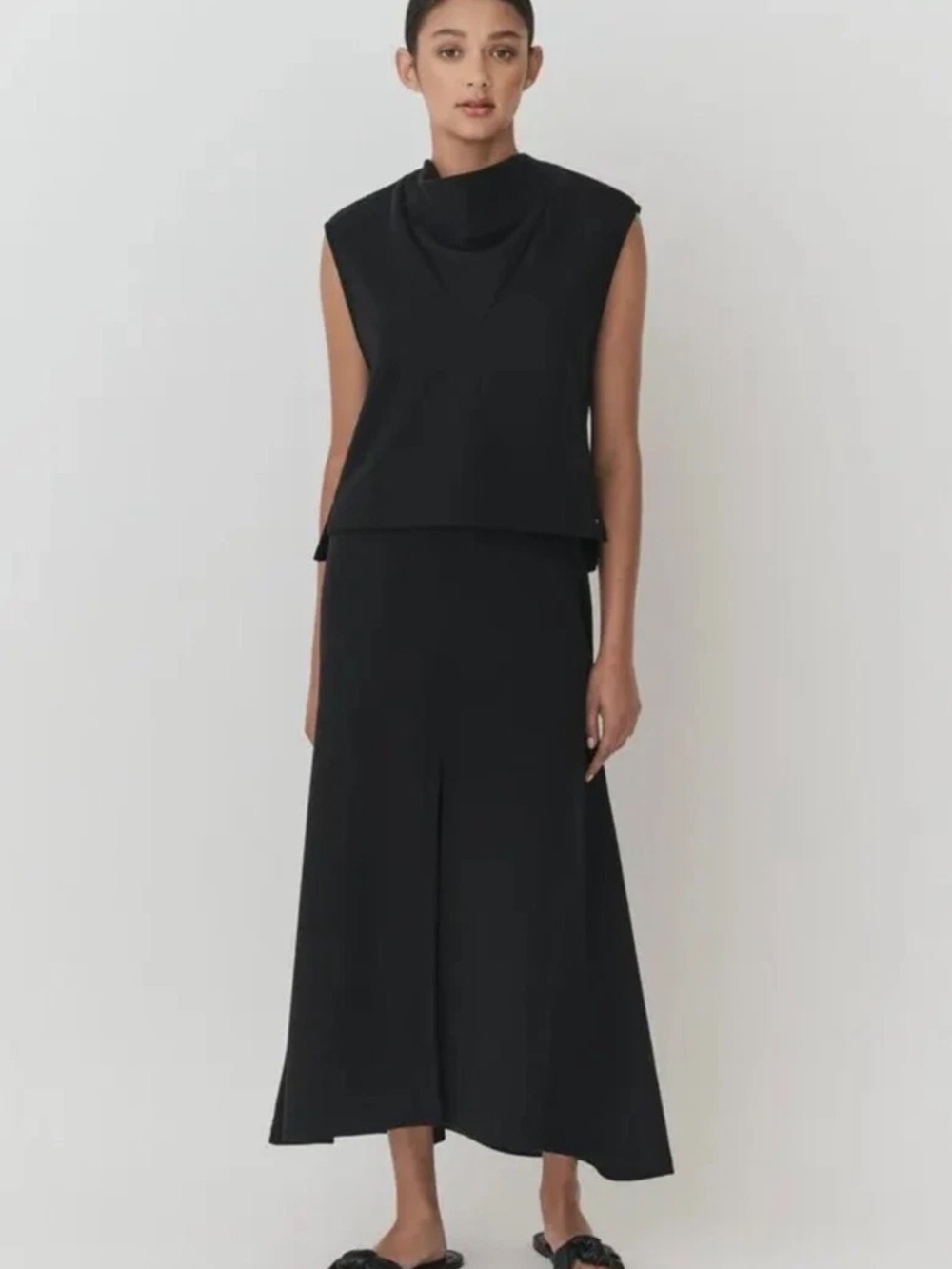 Cuyana Terry Split Front Pima Organic Cotton Skirt - Size Medium/M